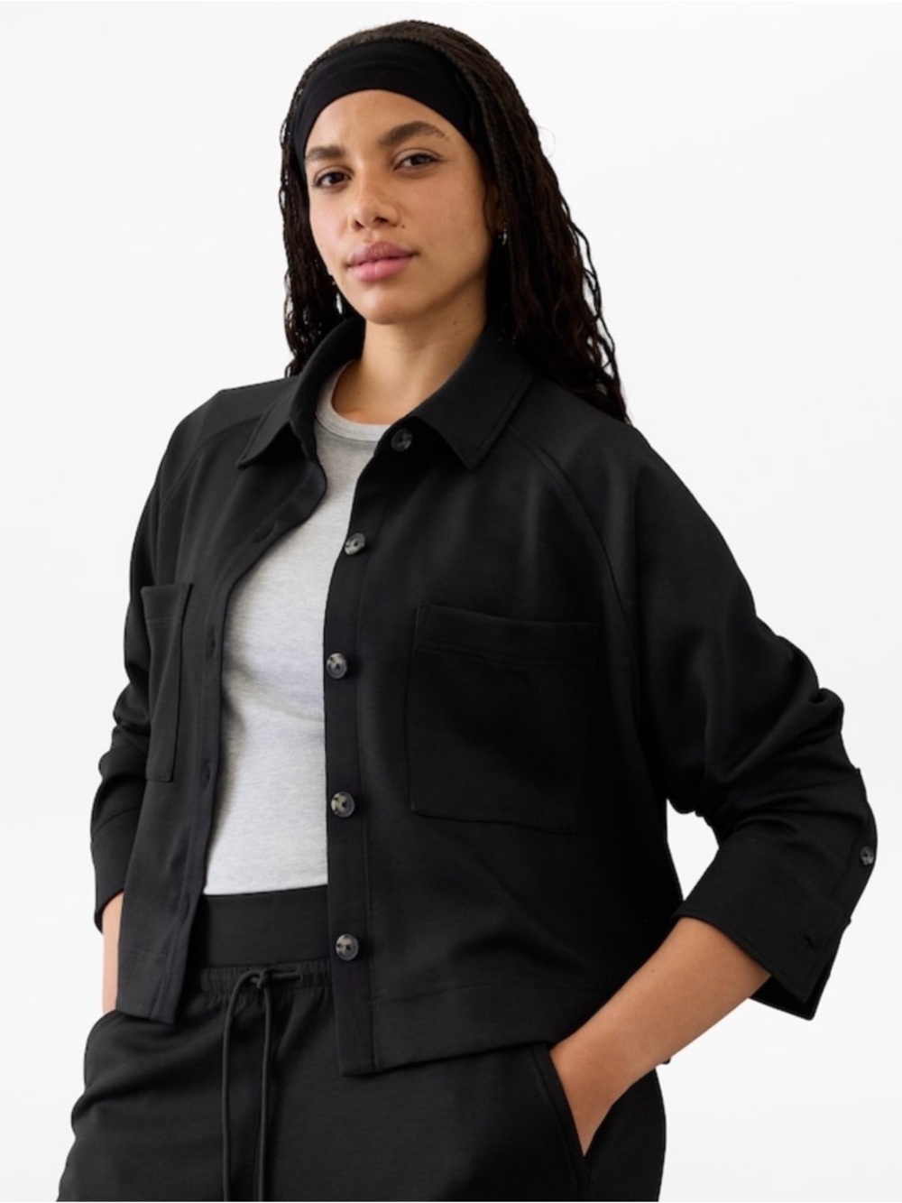 NWT Athleta Allure Black Shirt Jacket Sz S/T (#577373)